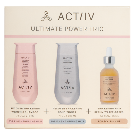actiiv women's power trio with recover thickening shampoo and conditioner and thickening hair serum