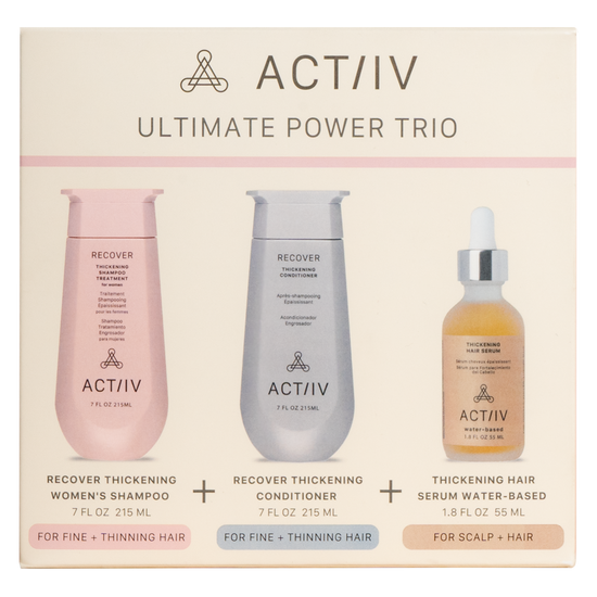 actiiv women's power trio with recover thickening shampoo and conditioner and thickening hair serum